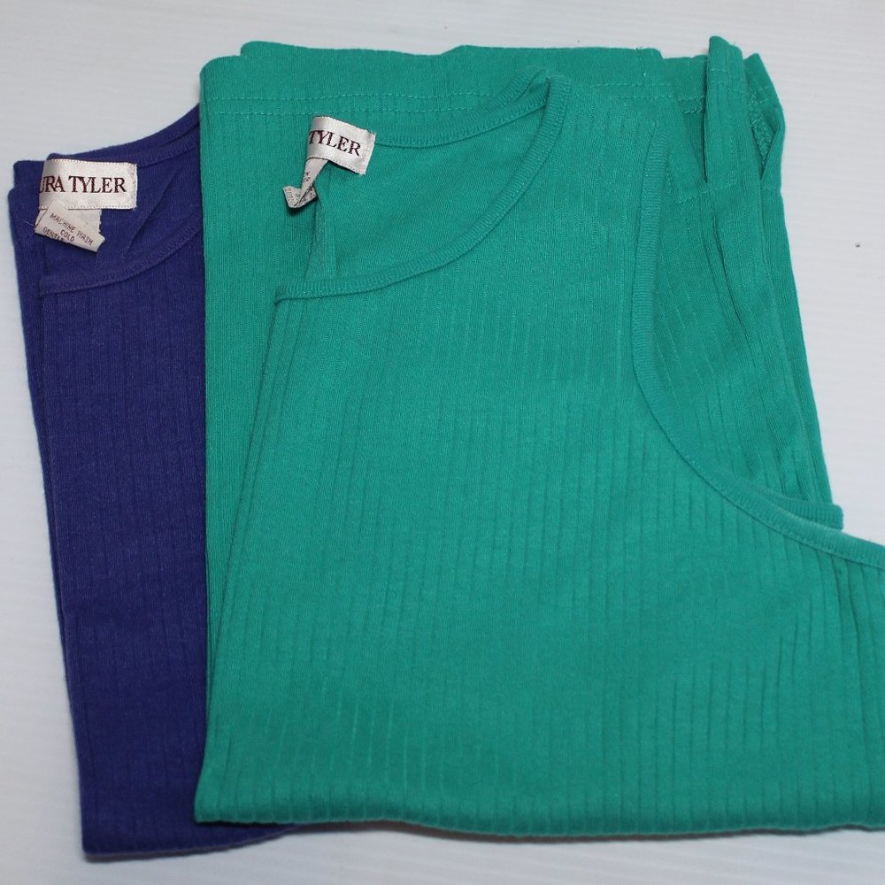 (2) Laura Tyler Tank Tops Purple Green Small